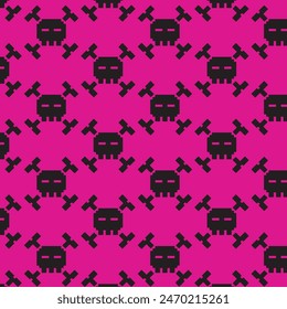 Black and pink hearts with skulls vector hand drawn in emo style