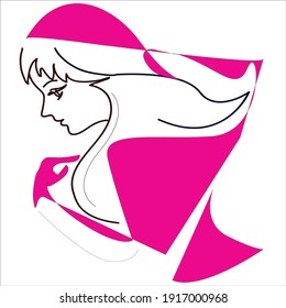 black and pink line drawing on white background 