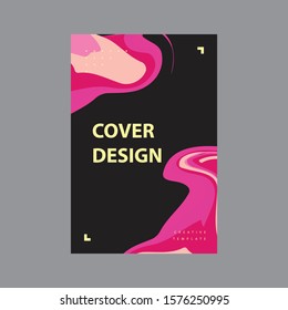 Black Pink Marble Liquid Poster Vector Template, Brochure, flyer
