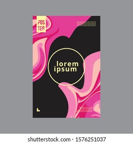 Black Pink Marble Liquid Poster Vector Template, Brochure, flyer