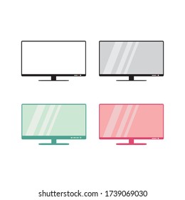 Black, pink and mint green color modern monitor or televison flat vector set. 