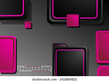 Black and pink neon squares abstract hi-tech background. Vector geometric design
