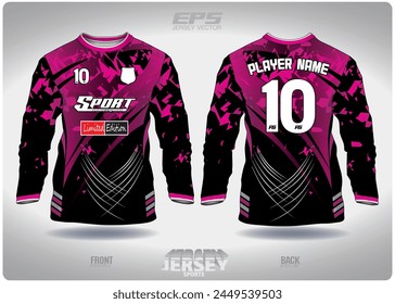 black pink ninja pattern design, illustration, textile background for sports t-shirt, football jersey shirt mockup for football club. consistent front view