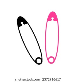 Black and pink pins. Gothic aesthetic in y2k, 90s, 00s and 2000s style. Emo Goth tattoo sticker. Vector illustration