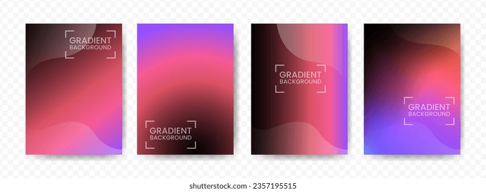 schwarz, rosa, violetter Farbverlauf-Hintergrund auf transparentem Hintergrund (PNG). Vorlage in A4-Größe. Vektorgrafik abstrakter 4 Formen. 