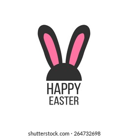black and pink rabbit ears icon. concept of festival, children feast, surprise, festive masquerade, merriment. isolated on white background. flat style trendy modern logo design vector illustration