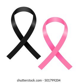 Black and Pink ribbon vector isolated