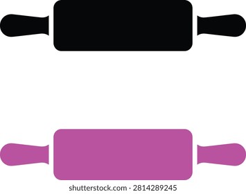 Black and pink rolling pin icons set with culinary preparation illustration silhouette creative