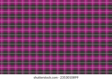 Black and pink Scotland textile seamless pattern. Fabric texture check tartan plaid. Abstract geometric background for cloth, fabric. Monochrome graphic repeating design. Modern squared ornament.