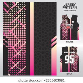 Black pink stars dots pattern design, illustration, textile background for sports t-shirt, football jersey shirt mockup for football club. consistent front view