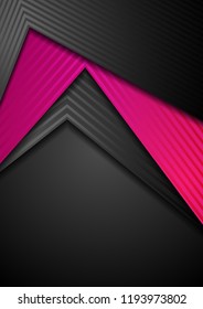 Black and pink striped abstract corporate background. Vector design