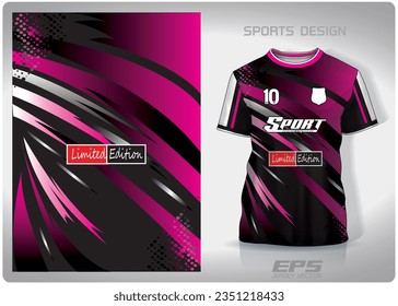 Black pink vortex pattern design, illustration, textile background for sports t-shirt, football jersey shirt mockup for football club. consistent front view