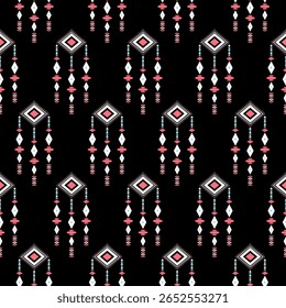 Preto Rosa Branco Padrão sem costura por Geometria Índio Navajo Asteca Étnica Decoração Tradicional Tribo Abstrato 