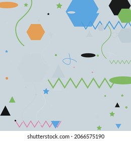 Diseño geométrico moderno de color gris azul Zigzag negro rosado. Caos de Triángulo Naranja Tejidos Ornamentales. Las Sombras Plateadas Ovalan El Fondo Hipster Moderno Tranquilo. Líneas Ilustración del vector del polígono verde pastel.