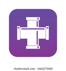 Black pipe fitting icon digital purple for any design isolated on white vector illustration