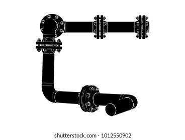black pipeline on white background, vector image