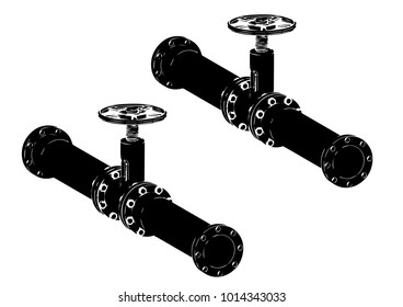 black pipeline on white background, vector image