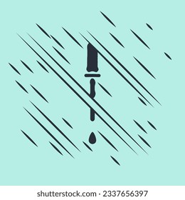 Black Pipette icon isolated on green background. Element of medical, chemistry lab equipment. Pipette with drop. Medicine symbol. Glitch style. Vector Illustration