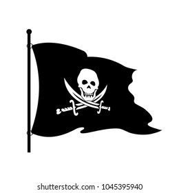 Black piracy flag on a white background.