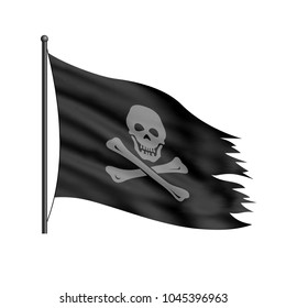 Black piracy flag on a white background.