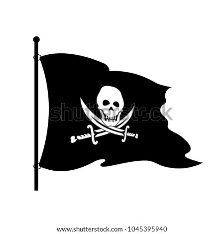 Black piracy flag on a white background.