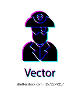 Black Pirate captain icon isolated on white background.  Vector Illustration