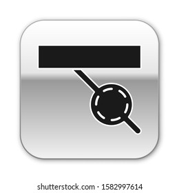 Black Pirate eye patch icon isolated on white background. Pirate accessory. Silver square button. Vector Illustration