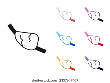 Black Pirate eye patch icon isolated on white background. Pirate accessory. Set icons colorful. Vector