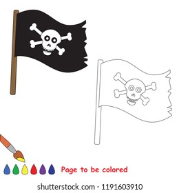 Black Pirate Flag to be colored, the coloring book for preschool kids with easy educational gaming level.