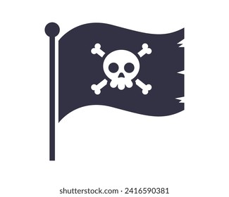 black pirate flag icon. flat vector illustration.