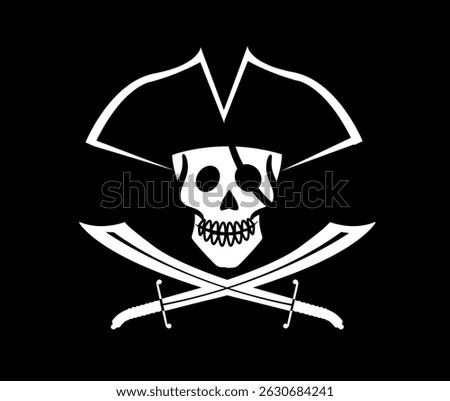 Black pirate flag Jolly Roger. Skull with sabers. Vector illustration