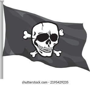 Black pirate flag with skull