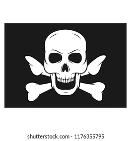 Black pirate flag with skull and bones