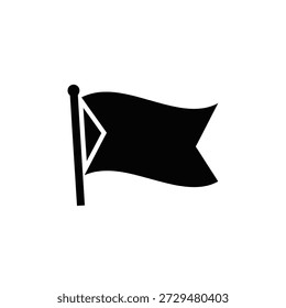 Schwarze Piratenfahne mit Totenkopf und Kreuzknochen, die auf der Pole-Vektorgrafik winken