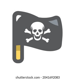 Black Pirate Flag Vector icon Cartoon illustration