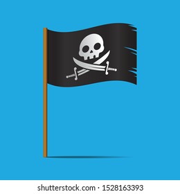 Black pirate flag vector illustration.