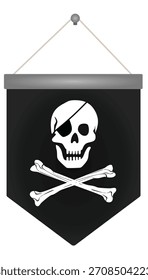 Bandera pirata negra. Ilustración vectorial