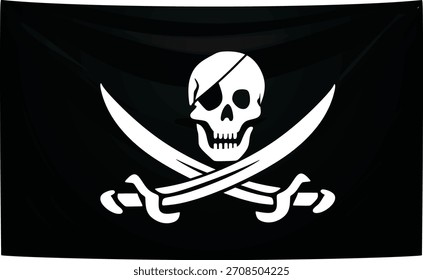 Bandera pirata negra. Ilustración vectorial