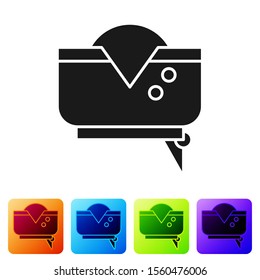 Black Pirate hat icon isolated on white background. Set icons in color square buttons. Vector Illustration
