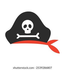 Black pirate hat with skull and crossbones showing threat.