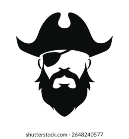 Gráfico de vetor de cabeça de pirata preto