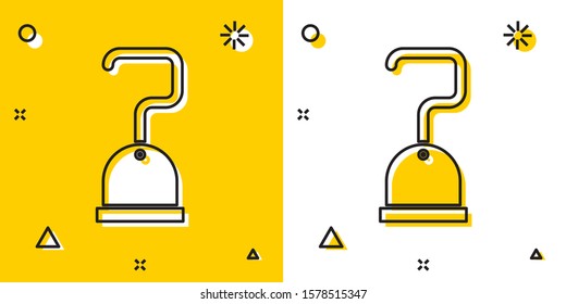 Black Pirate hook icon isolated on yellow and white background. Random dynamic shapes. Vector Illustration