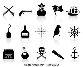 black pirate icons set