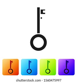 Black Pirate key icon isolated on white background. Set icons in color square buttons. Vector Illustration