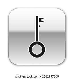 Black Pirate key icon isolated on white background. Silver square button. Vector Illustration