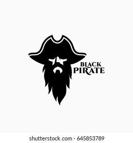 Black pirate logo template design. Vector illustration. svg