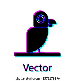 Black Pirate parrot icon isolated on white background.  Vector Illustration