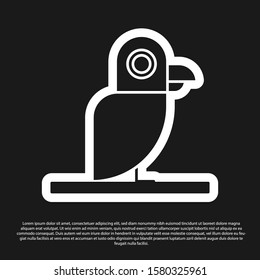 Black Pirate parrot icon isolated on black background.  Vector Illustration