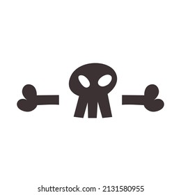 Black Pirate Skull doodle illustration nautical sea ocean marine Hand drawn nursery baby scandinavian style, kids clipart naive art