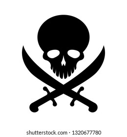 Black pirate skull symbol vector